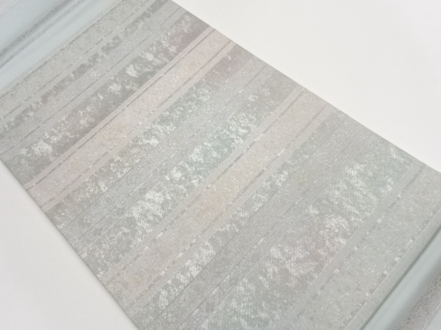 JAPANESE FUKURO OBI / WOVEN STRIPE & FLOWER ARABESQUE